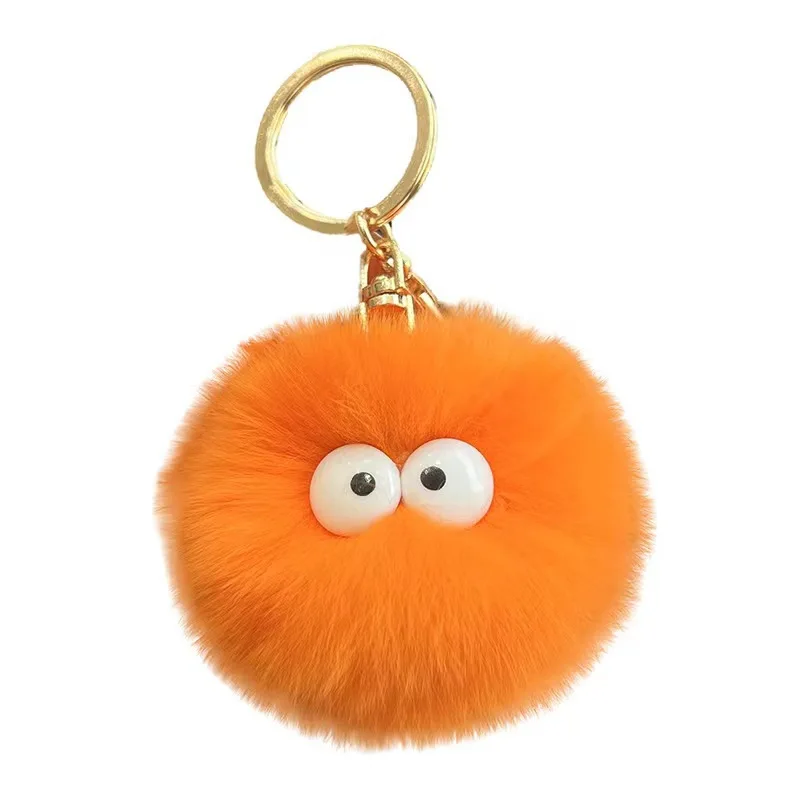 Internet Celebrity Small Fur Ball Keychain Pendant Cute Imitation Rex Rabbit Hair Soft Metal Bag Hanging Gift Coal Ball Ins