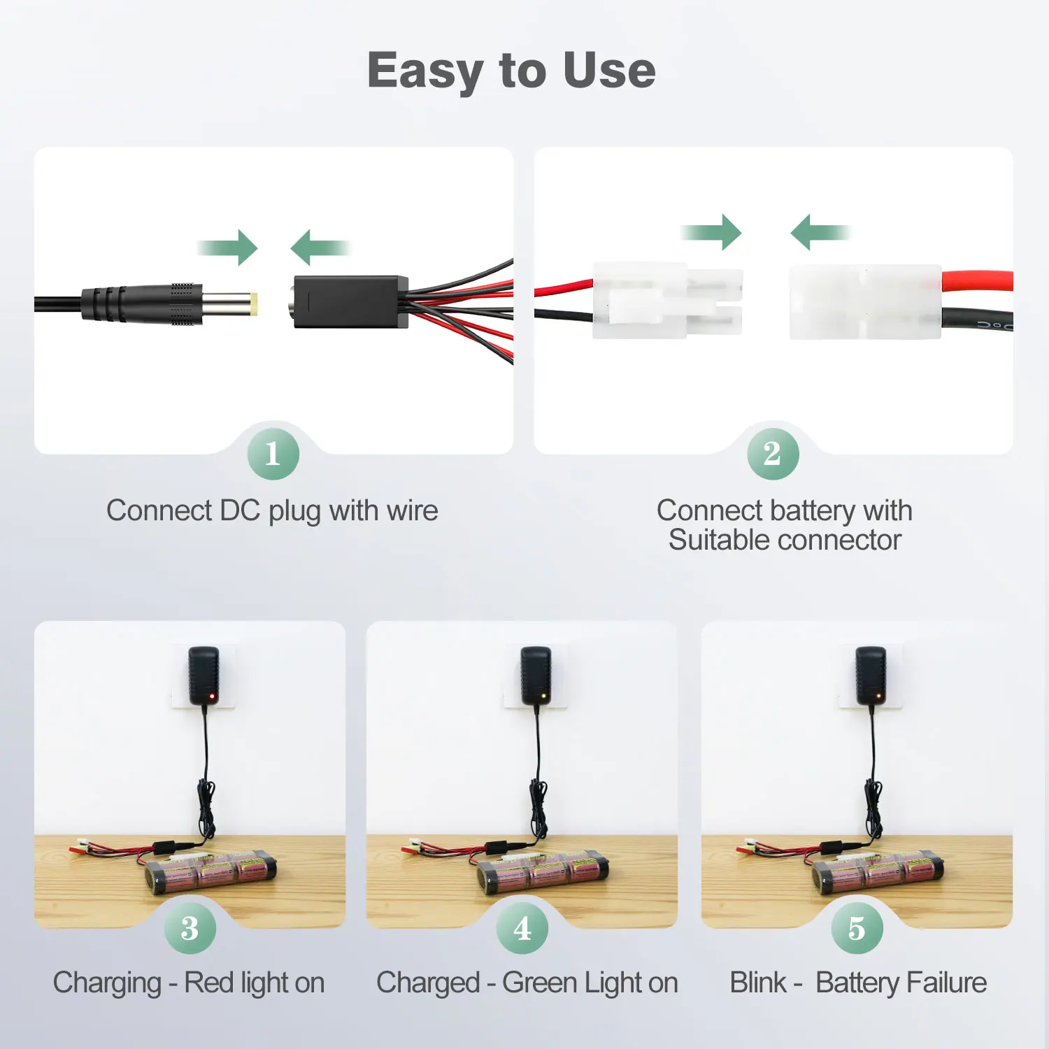 High Quality 2-10s 2.4v-12v Nimh Nicd Battery Charger With 6 Connectors For Car Boat Drone Model Universal Rc Charger