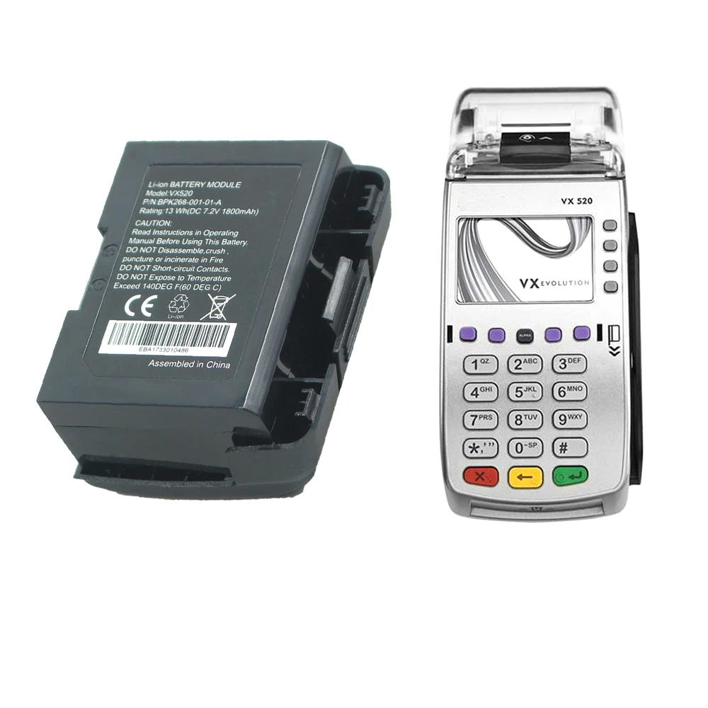 Литий-ионный аккумулятор для ПОС-терминала VeriFone VX520 VX670 VX680 GPRS 24016-01-R LP103450S черный 1800 мАч