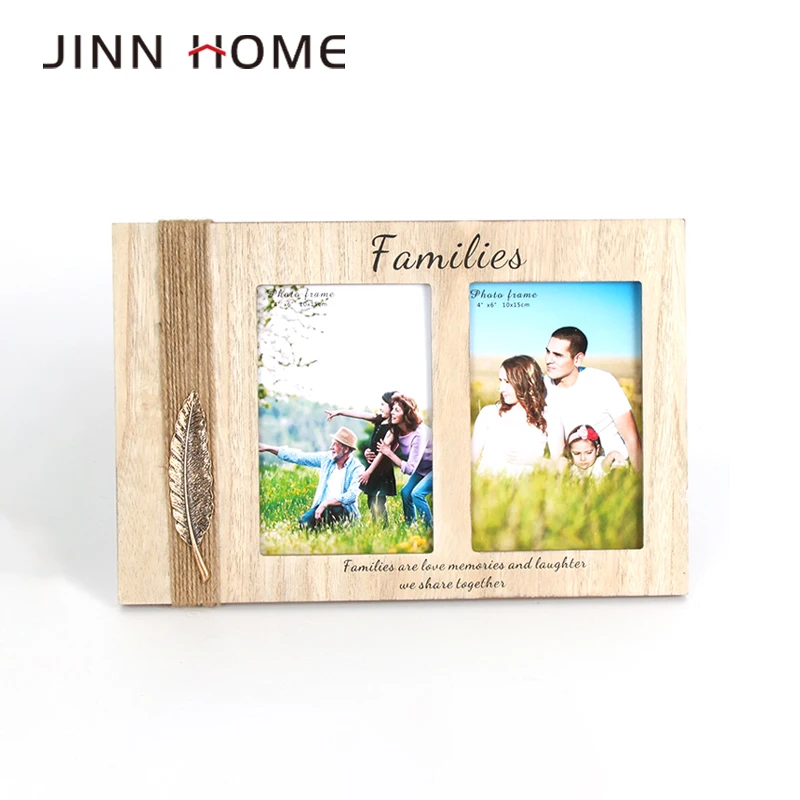 Shabby Chic Home Decor 2pcs A3 Collage Table Display Wooden Photo Wedding Family Gifts Decoration Twine Metal Feather Decor