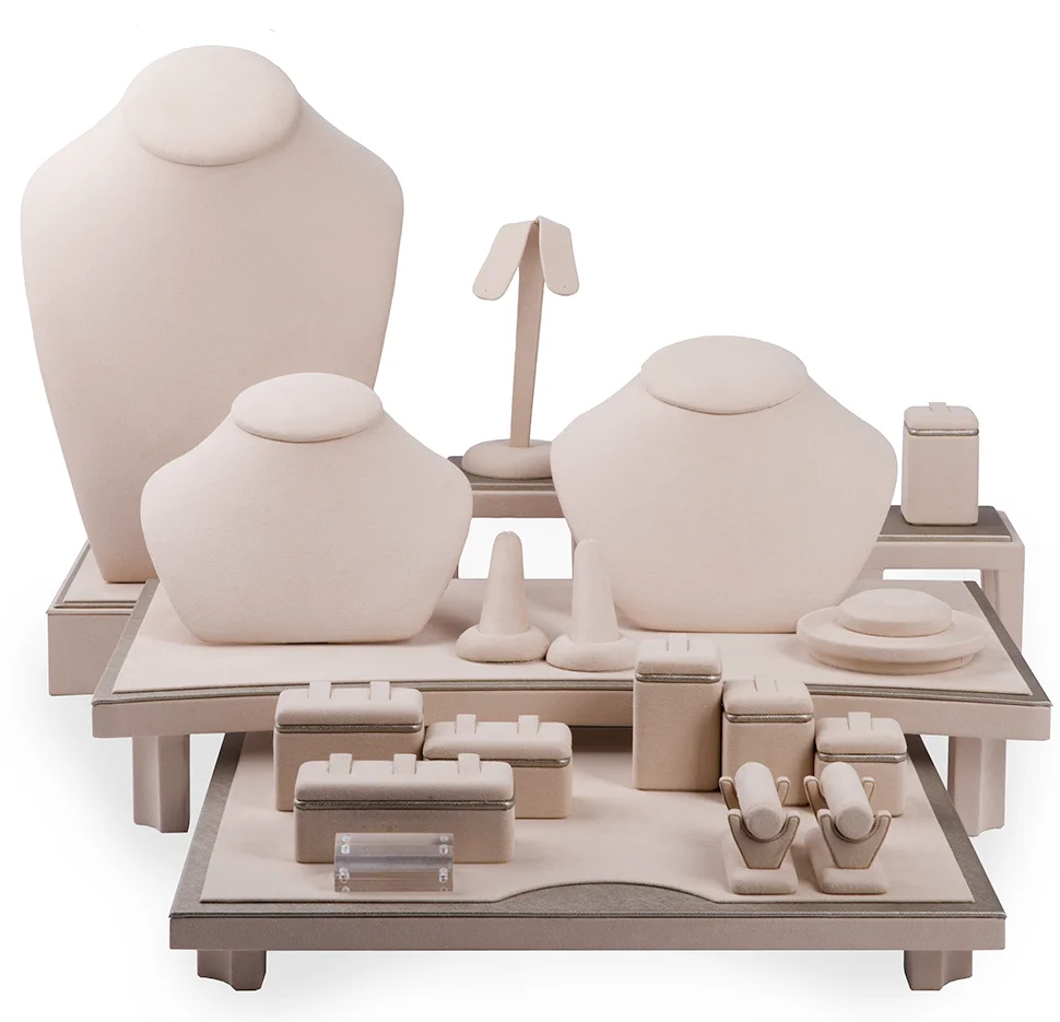 2024 Custom color microfiber jewellery earring bracelet display stand gold metal display customize jewelry stand Jewelry display