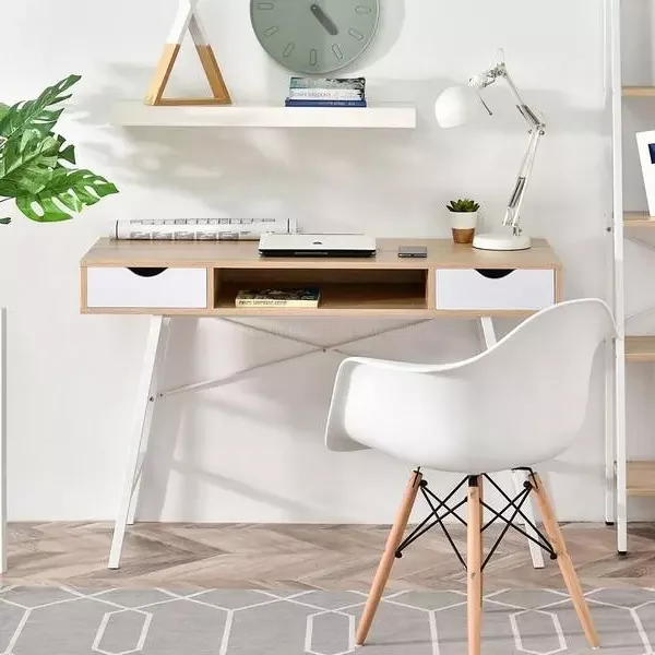 Cheap Odm/oem study table with two storage drawers simple modern wooden computer desk