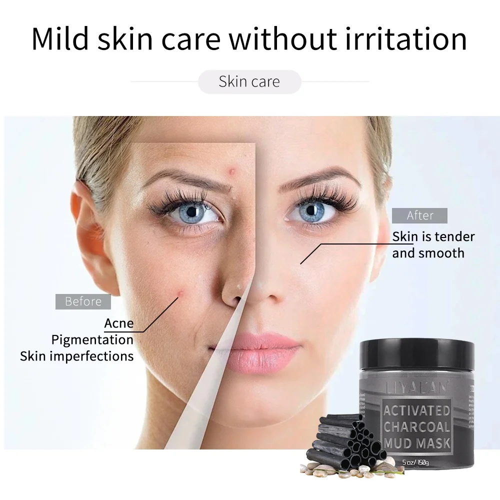 Private Label Vegan Black Facial Mask Natural Oil Control Detox Charcoal Clay Mask