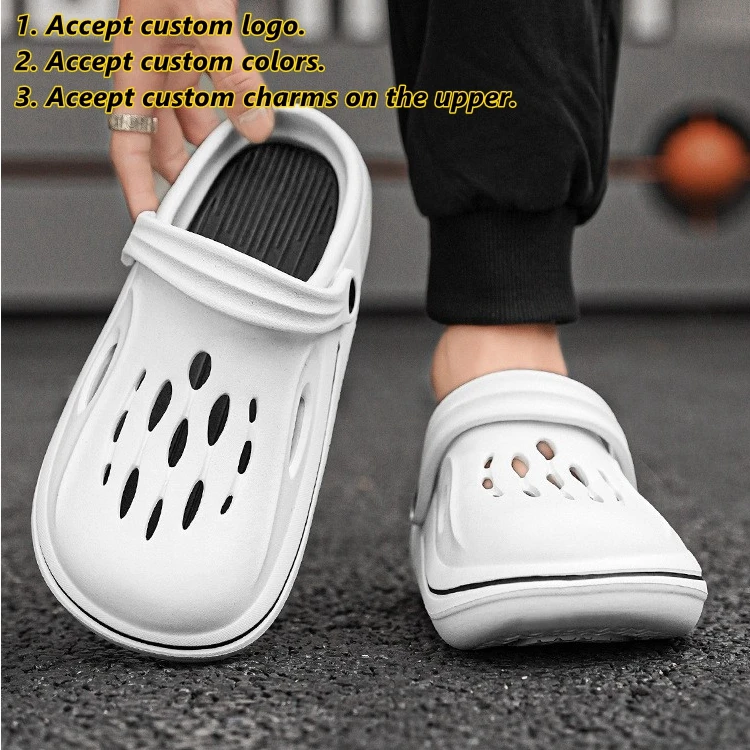 Two colors Thick Platform Cloudy School Youth Clogs Beach Slides Sandals for Men