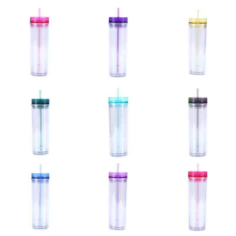 16oz transparent glitter tumbler clear snow globe tumbler double walled plastic cups with lids and straws