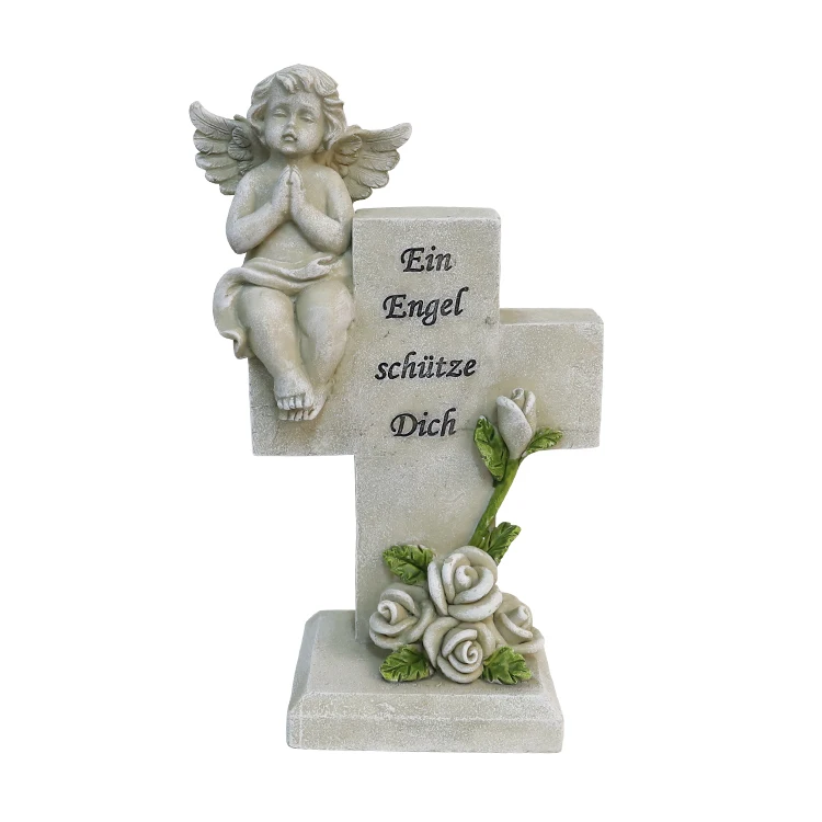 Garden Memorial Stone Angel Cold Cast Resin Graveyard Remembrance Decoration Outdoor Sculpture and Engraved Design Sympathy Gift
