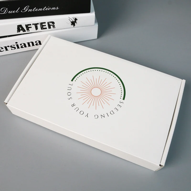E - commerce custom printed logo self - sealed recycled white shipping box flute corrugated shipping carton