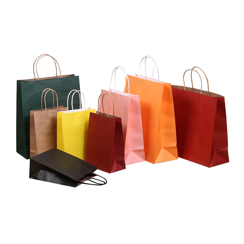 Cheap Colorful waterproof shopper paper bag kraft paper bags with rope handle