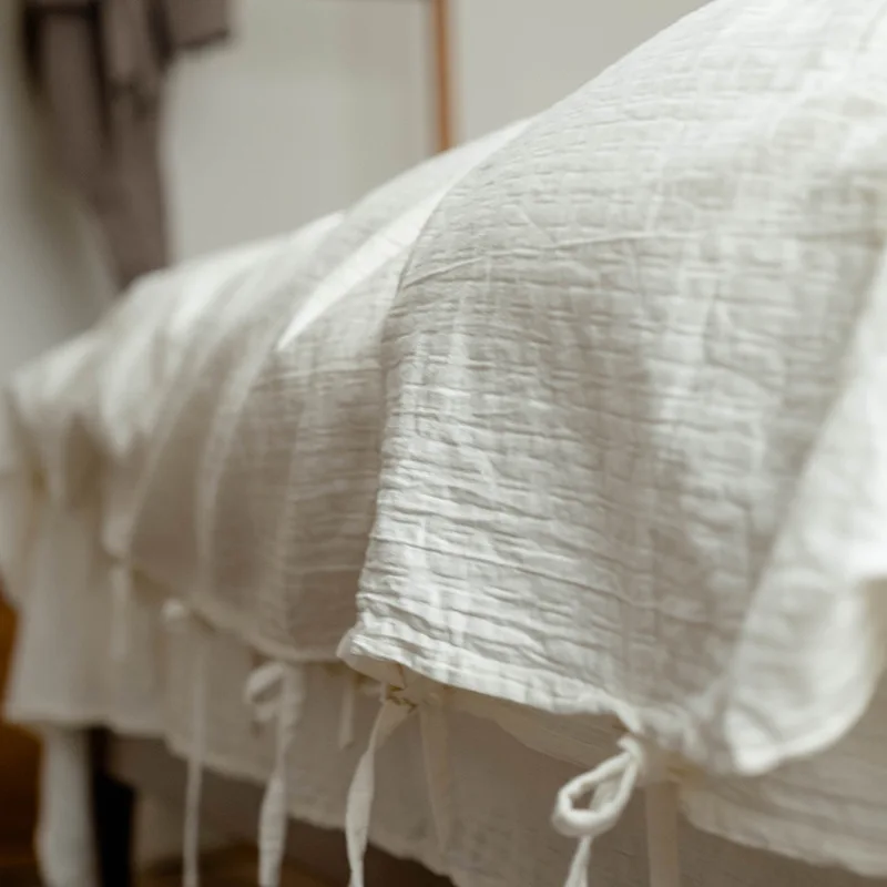 Solid Color 100% Linen Bed Sheets Plain Colored 4 PCS For French Hotel Queen Size Flax Linen Bedding Set