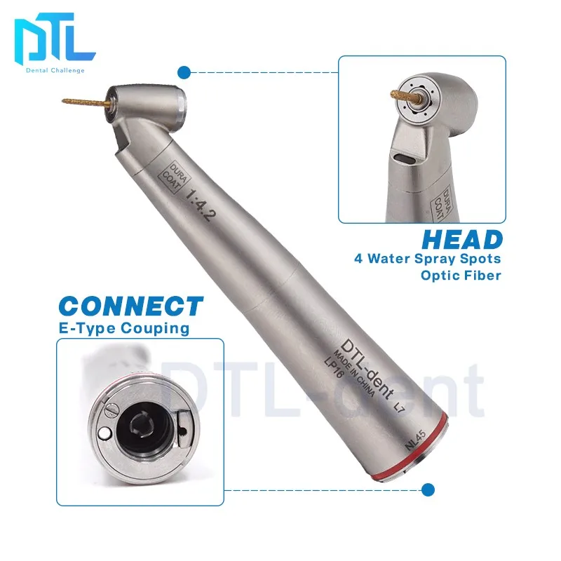 Electric micromotor 45 degree hand dental 1:4.2 contra angle handpiece with fiber optic led Ti Max X45L increase speed handpiece