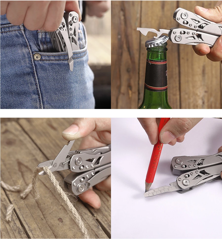 Multitool with Pocket Knife Safety Lock, 14-in-1 Multi-tool Pliers with Nylon Sheath for Men Camping Hiking Fishing Outdoor