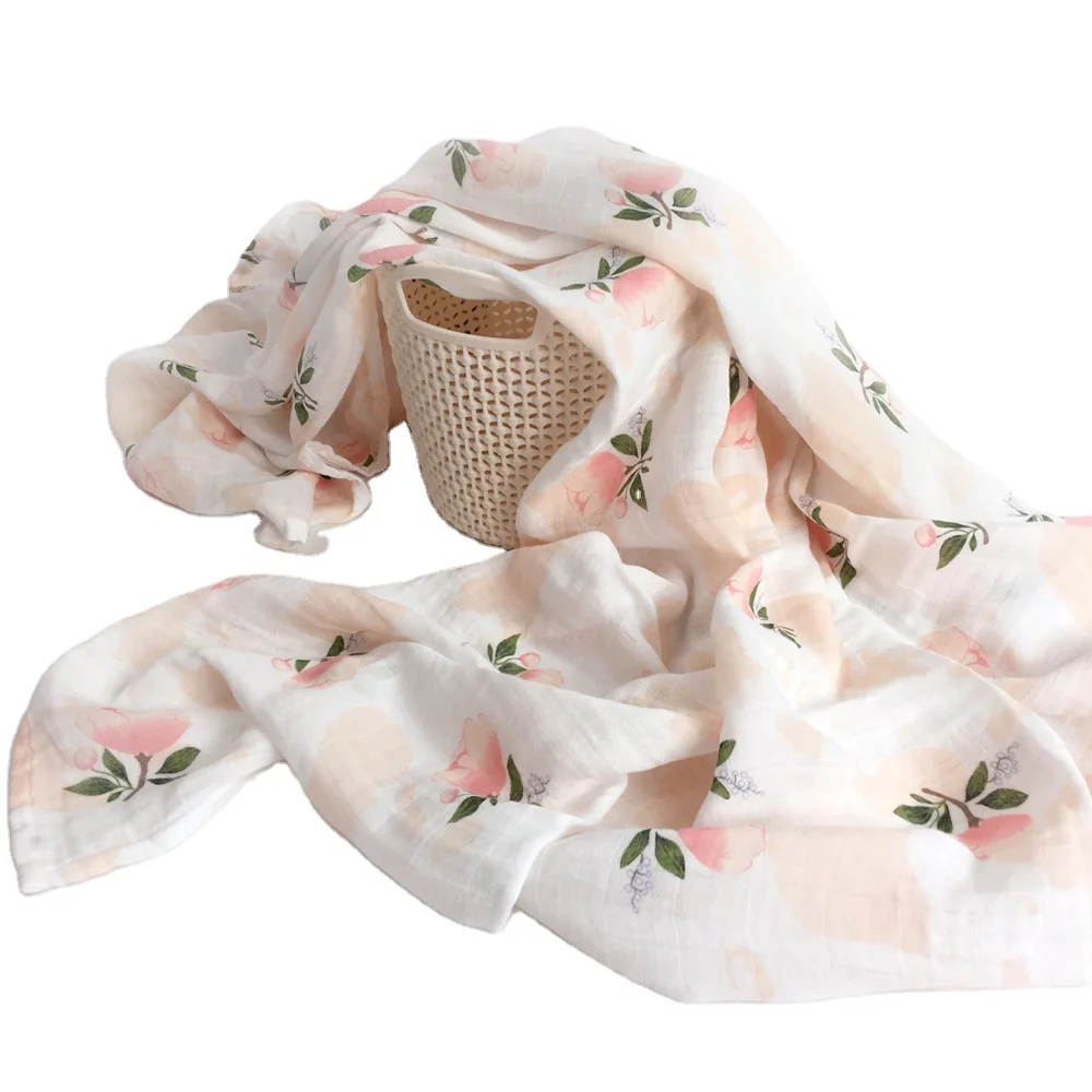 Manufacturer Muslin Swaddle Blanket Large Size 120cm Organic 100%Bamboo Muslin Baby Blanket Kids Wrap Swaddle Muslin Blanket