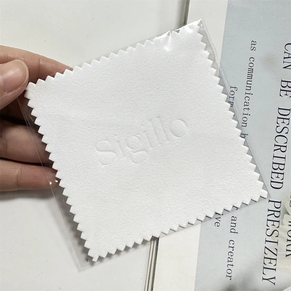 Customize Embossed Jewelry Cleaning Cloth With Clear Opp Bag Packaging Microfiber Silver Polishing Cloth With Logo