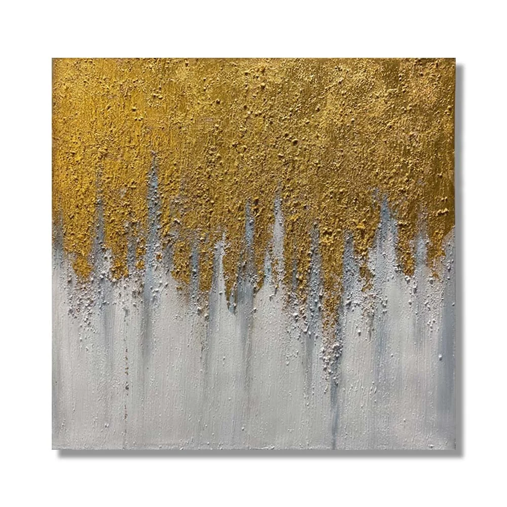 Custom Size Handmade 3D Bedroom Gold Abstract Wall Art Painting