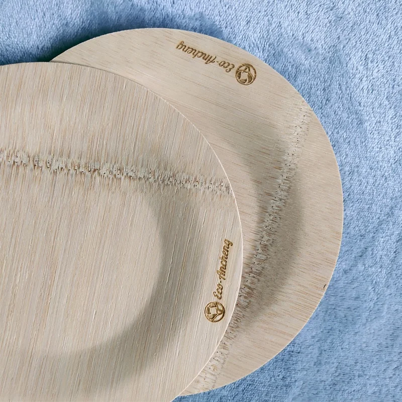 
100% natural recycled disposable 9inch round bamboo plates biodegradable 