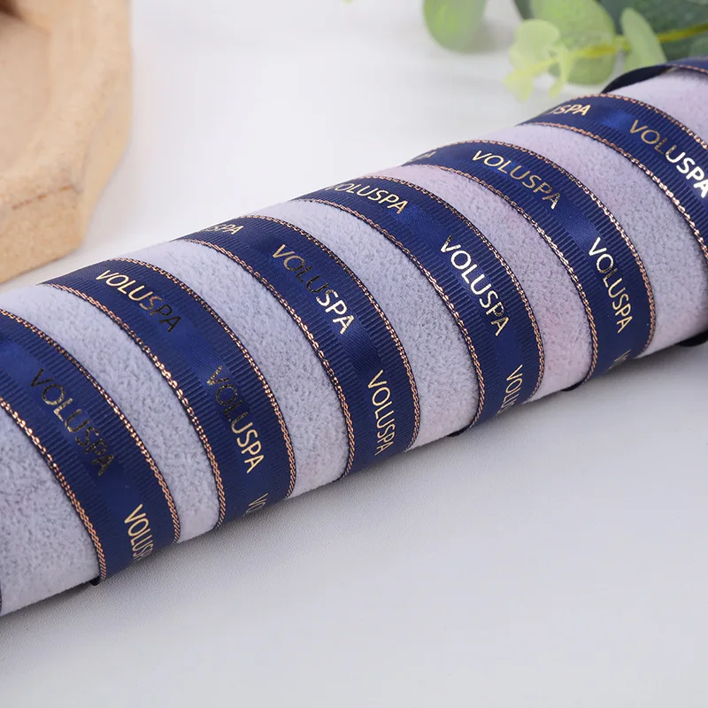 Luxury 9MM to 38MM Grosgrain Pink Rose Gold Edge Satin Ribbon