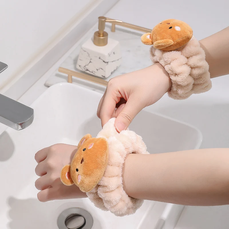 Bilov  Cartoon Embroidered  Wrist Washband Face Wash Set Hair Band Headband And Wrist Band For Washing Face