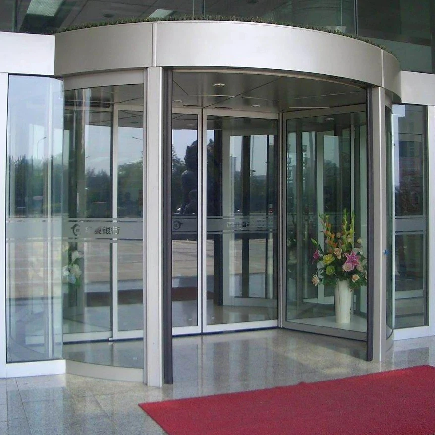 Customized Light Grey Modern Doors Kit 2 3 4 Wing Automatic Revolving Door Manufacturer