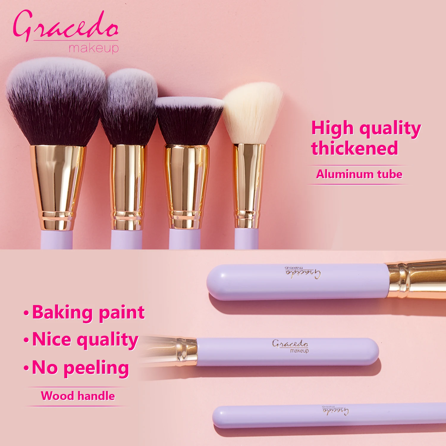 GRACEDO 2023 Brush Make Set Up Luxury Makeup Brush Set Kit Wholesale Wood Handle Private Label Foundation Cosmetic Makeup Brush