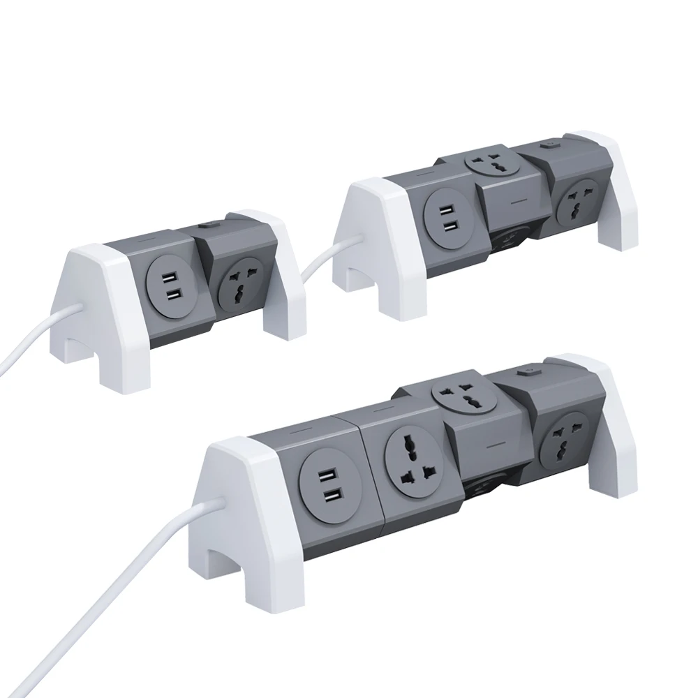 Universal Standard 3/5/7 Way Electrical Plug 2 USB Ports Extension Sockets 180 Rotating Extension Board With Individual Switch
