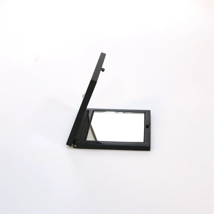 Индивидуальный Пользовательский логотип черный квадратный двухсторонний складной портативный карманный компактный туалетный столик