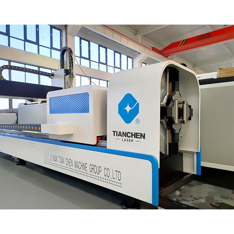 Ipg Laser source 1kw 1.5kw 2000w 3000w Fiber Metal Sheet Tube Laser Cutter / Steel Tube Lazer Cutting Machine