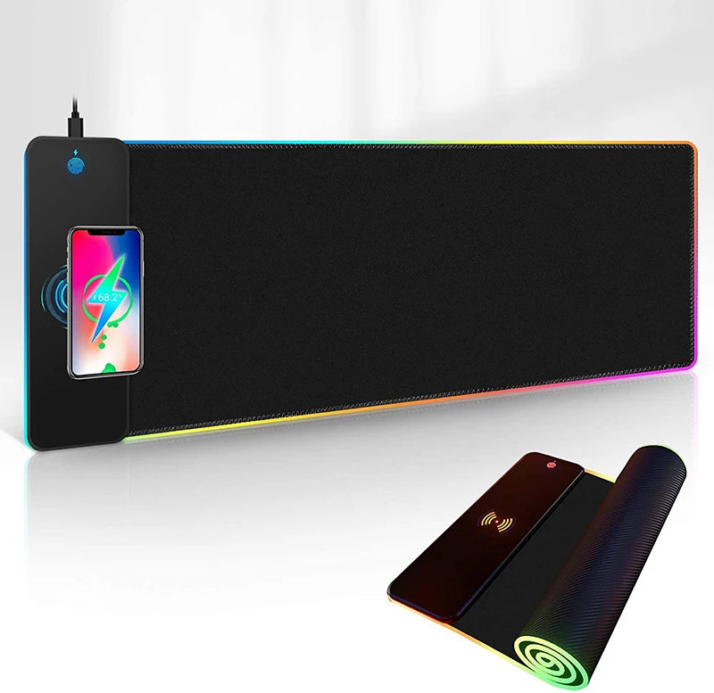 
2021 New Arrival Wireless Charging Mouse Pad Large RGB Gaming Mouse Pad LED Light Rubber Gaming Mouse Pad 