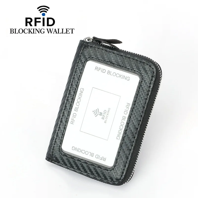 Прямая поставка с завода держатели карт из углеродного волокна RFID антимагнитный Многофункциональный кошелек для монет короткой застежкой-молнией