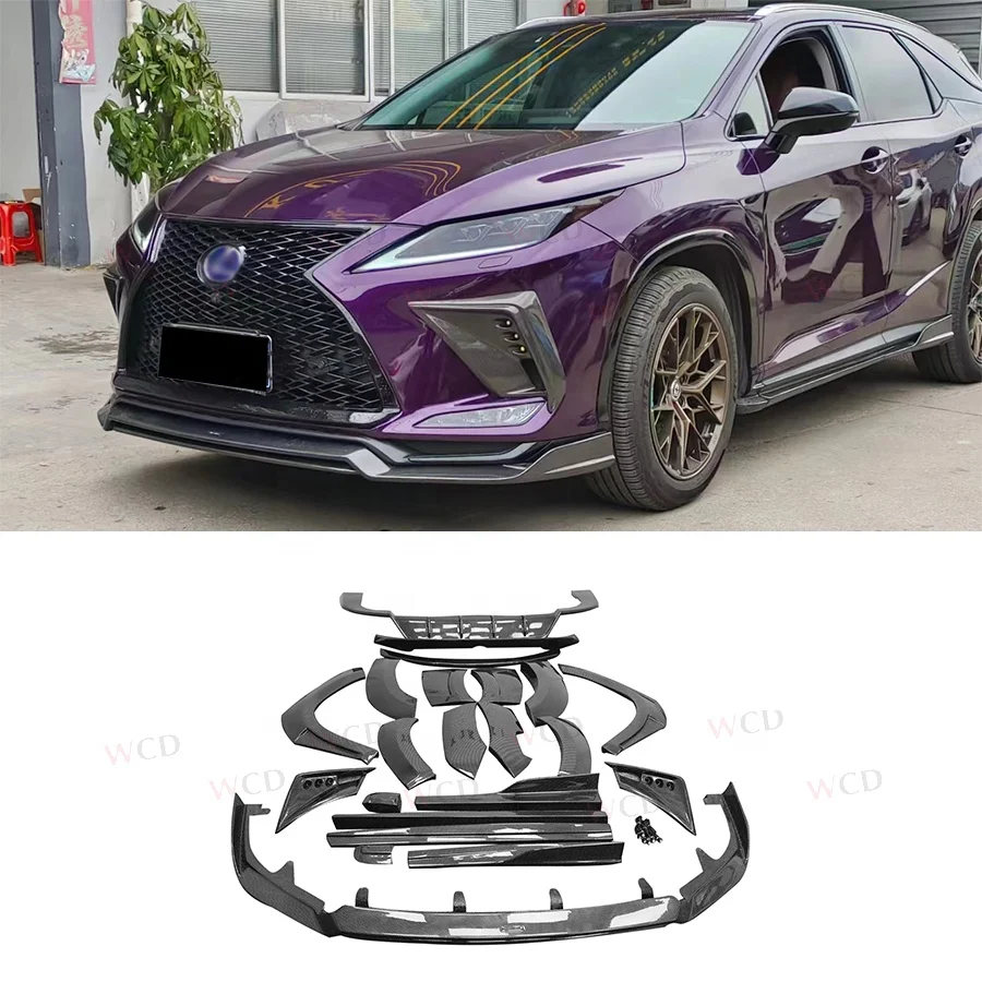 Real Carbon Fiber ART Style Front Bumper Lip Side Skirt Rear Diffuser Rear Spoiler For Lexus RX 2018-21 Body Kit
