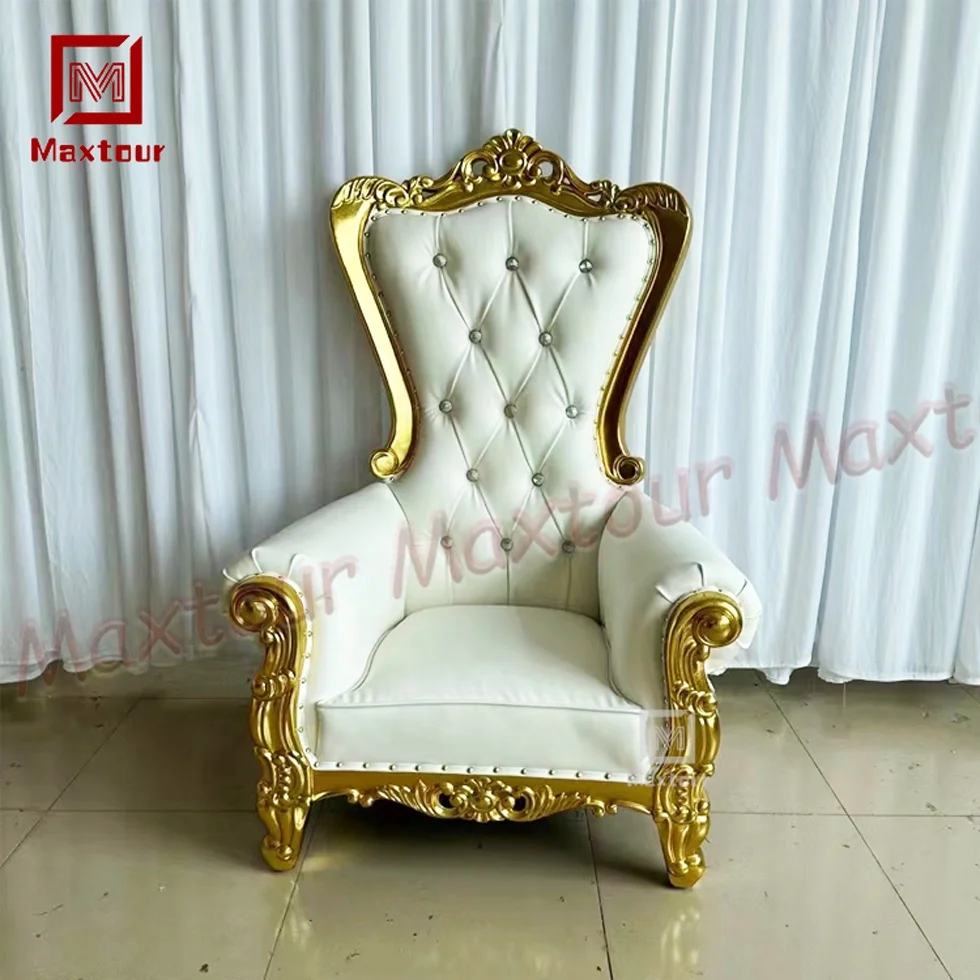 Classic Royal Luxury Children Throne Chair Wedding High Back Hotel Golden King Throne Chair