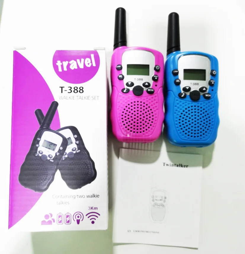 2024 Factory Direct Sale High Quality T388 Handheld Wireless Talk Toy Kids Walkie Talkie Packaging Color Box