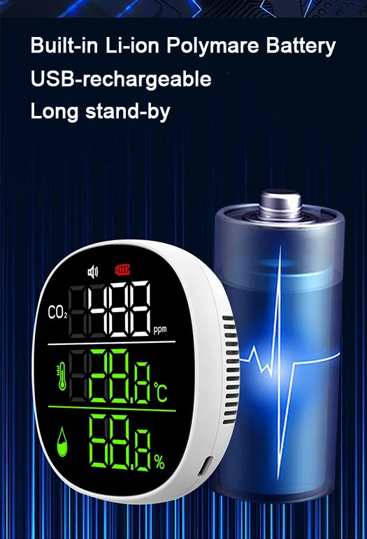 Best Selling Portable 3in 1 Carbon Dioxide gas analyzer detector co2 measuring instrument digital temperature humidity meter
