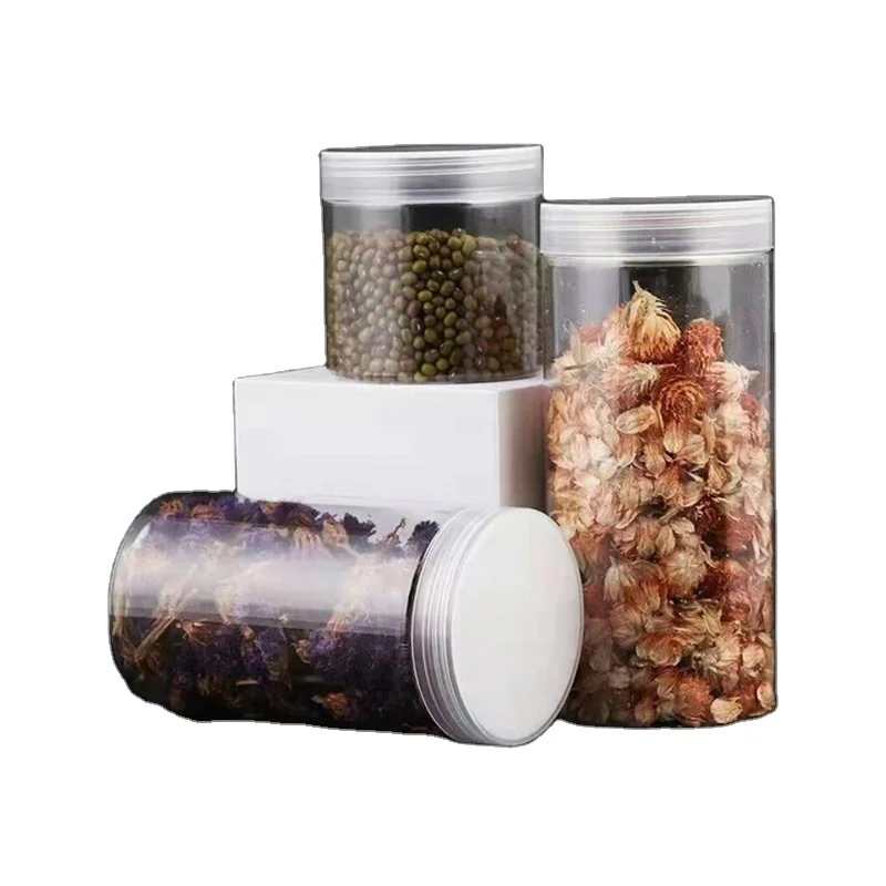 200ml 300ml 500ml 1000ml Wholesale Direct supplier Pet plastic round shape candy jar container with Lids