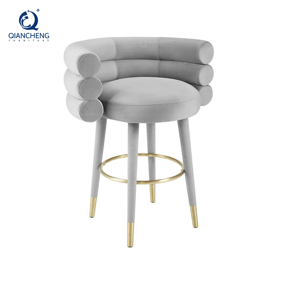 Pu Faux Leather High Bench Bar Stool Dining Kitchen Restaurant Contemporary Design Soft Velvet Counter Chair With Back High