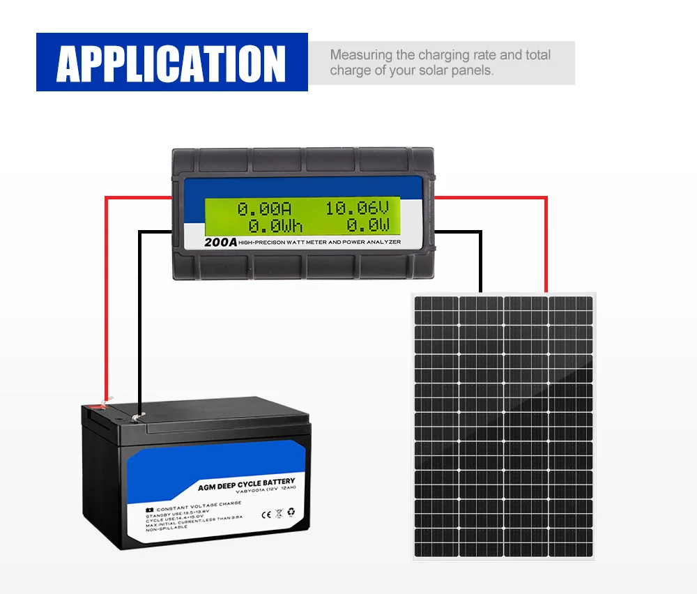 200 А 60 в RV Solar 12 В DC Smart Digital Volt Watt