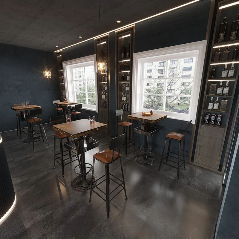 Vintage industrial style bar barbecue shop table coffee restaurant music bat chair