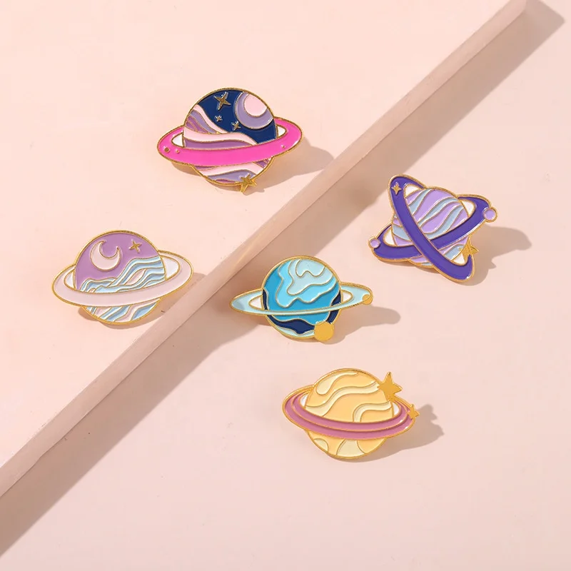 Macaron Color Planet Enamel Pin Space Metal Badge Brooch Pins Factory Stock Mix Style For Backpacks Jeans Bag Accessories