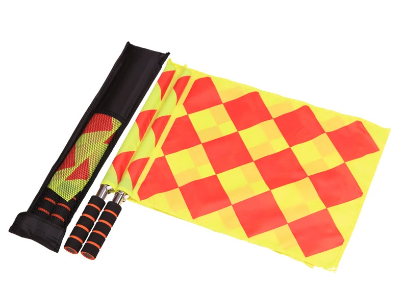 Soccer Linesman Referee Flags Football Referee Flags Metal Pole Foam Handle With Carring Tote Athletic Sport Game Flag