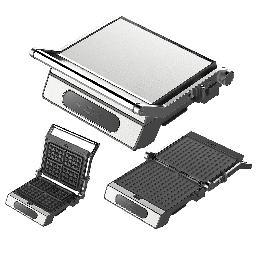 hot sale XXL Detachable griddle 4 slice digital waffle panel contact grill panini press grill panini maker electric smart grill
