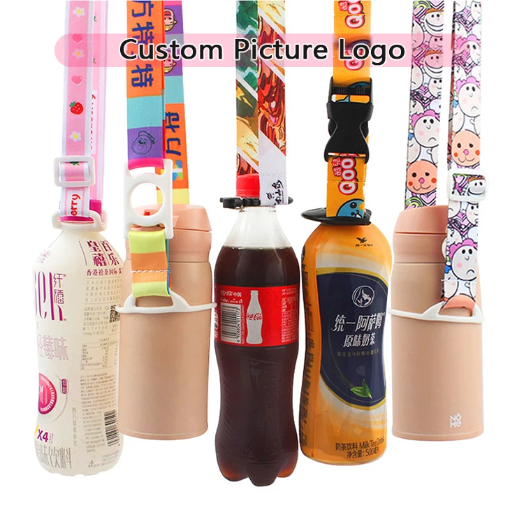 Cheap High quality print Sublimation cartoon children Outdoor straps water bottle lanyard holder
