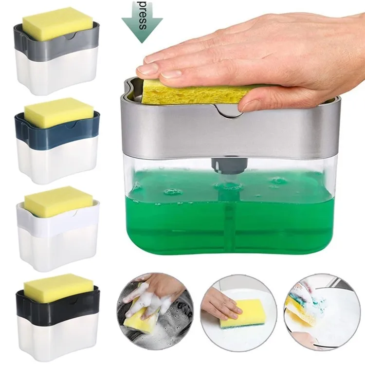  Kitchen Cleaner Tools sponge rack storage Detergent Automatic Liquid Adding Box dish soap container kitchen