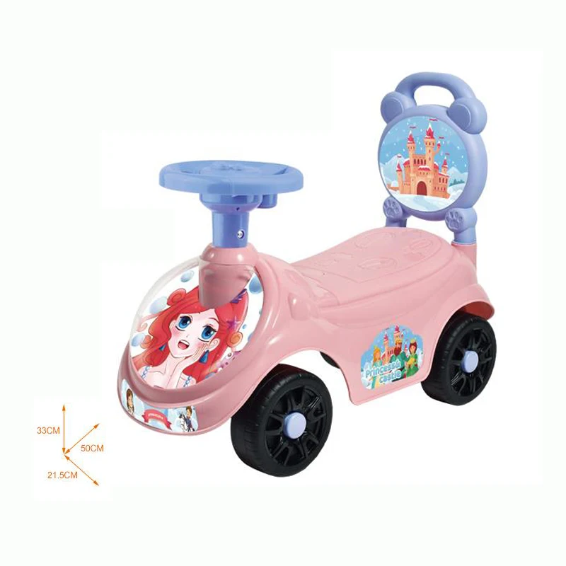 Princess Ride On Car for Girls Steering Wheel with Music Cartoon Animal Toys Vehicle for Kids Slide Ride-On Cars