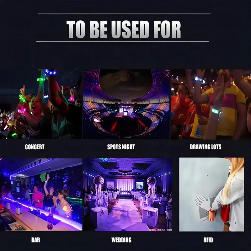 HOT 2024 Wedding party Glowing Flashing Sound Control RGB Lights in the Dark Night DMX remote controlled LED Wristband Bracelet