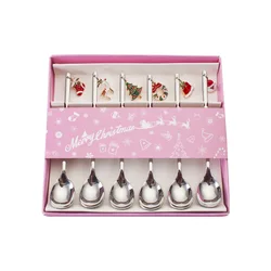 Wholesale Stainless Steel Christmas Coffee Spoon Set Creative Christmas Decorations Gift Dessert Spoon Set