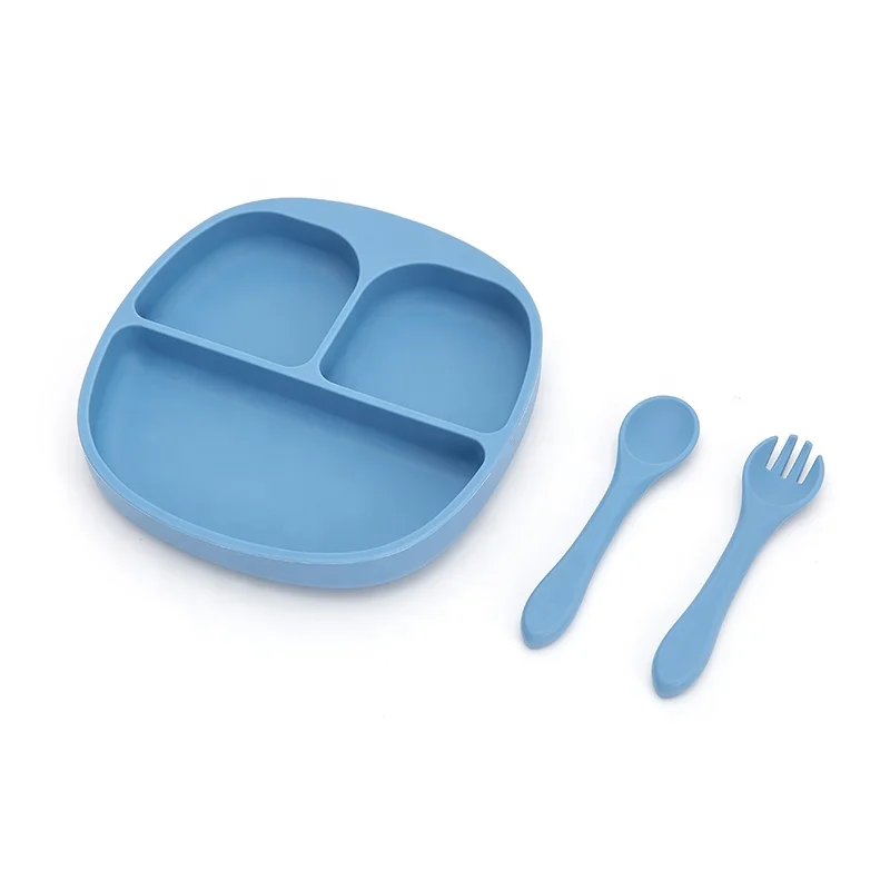 Amazon Top Selling Platos Divided Unbreakable Silicone Plate Baby Suction Dishwasher Safe Plate
