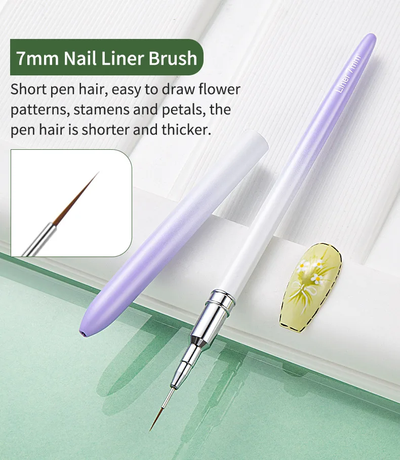 Nail art drawing pen set extremely fine drawing brush purple and white gradient painting pen