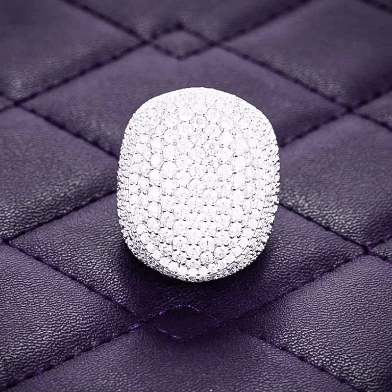 GRA Hip Hop Iced Out Bling 925 Sterling Silver Pass Diamond Tester  VVS Moissanite Cluster Signet Cube Ring for Men