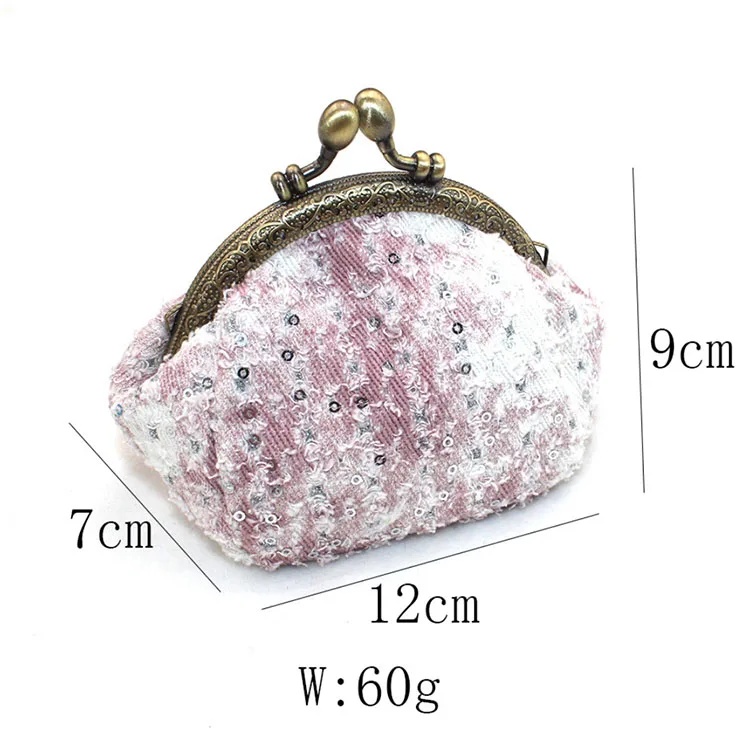 Wholesale New Glitter Coin Purse Japanese Printed Cloth Art Coin Purse Ladies Small Cosmetic Lipstick Key Bag Wallet