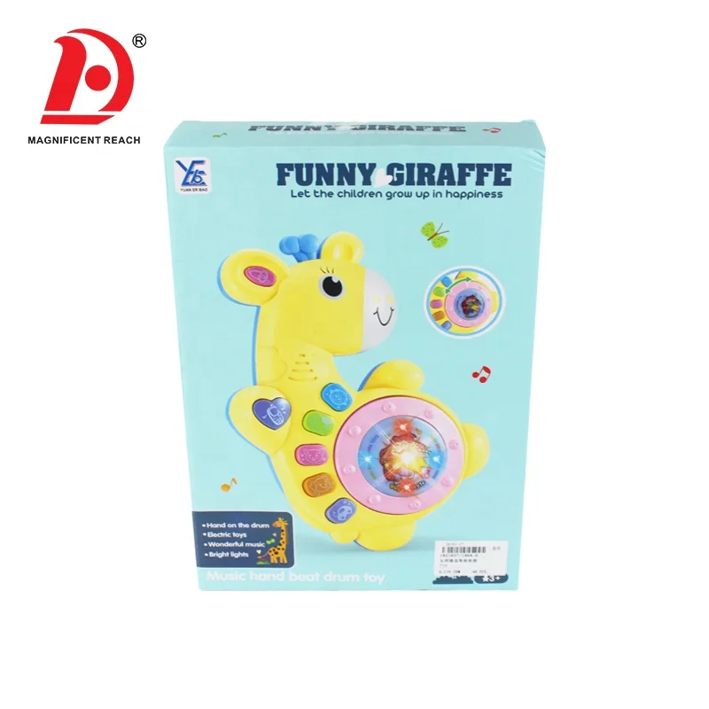 HUADA 2019 Lovely Cartoon Animal Styling Plastic Baby Drum Musical Toy with Music & Light