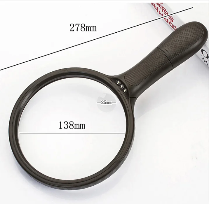 
Large LED Lighted Handheld 2X Magnifier with 3.5X Zoom 5.5 Inches Oversized Illuminated Magnifying Glass with Light 
